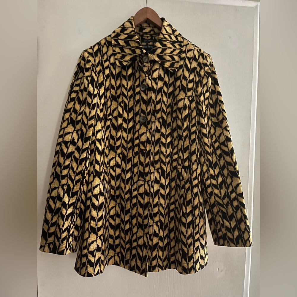 Evan Picone Black and Tan Abstract Jacket Size L